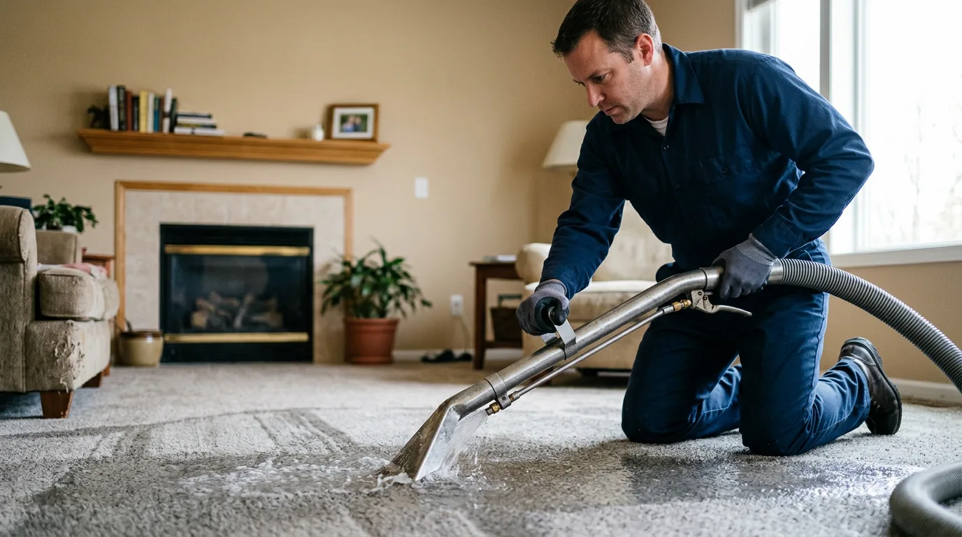 Water damage restoration technician working near Prospect, CT
